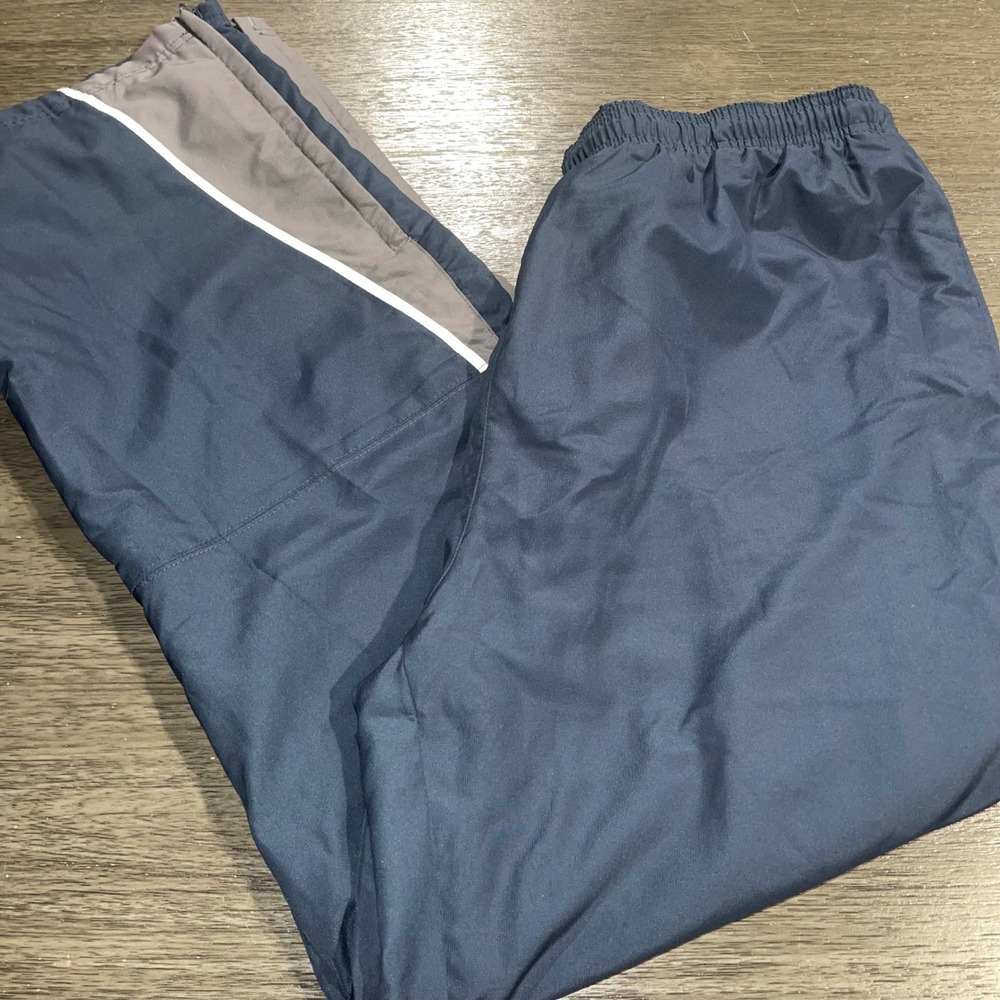 Reebok Mens XL Navy Blue Track Pants Windbreaker Lined Zipper Hem RBWP111719